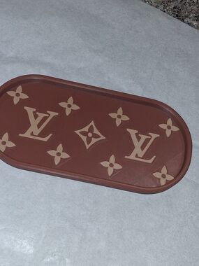 Designer inspired Brown Monogram Decorative Tray.Brand New